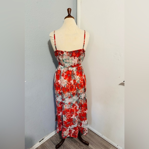 Funky People Women Floral V-Neck Oversized Maxi Lined Dress Size S 100% Cotton - Picture 7 of 11